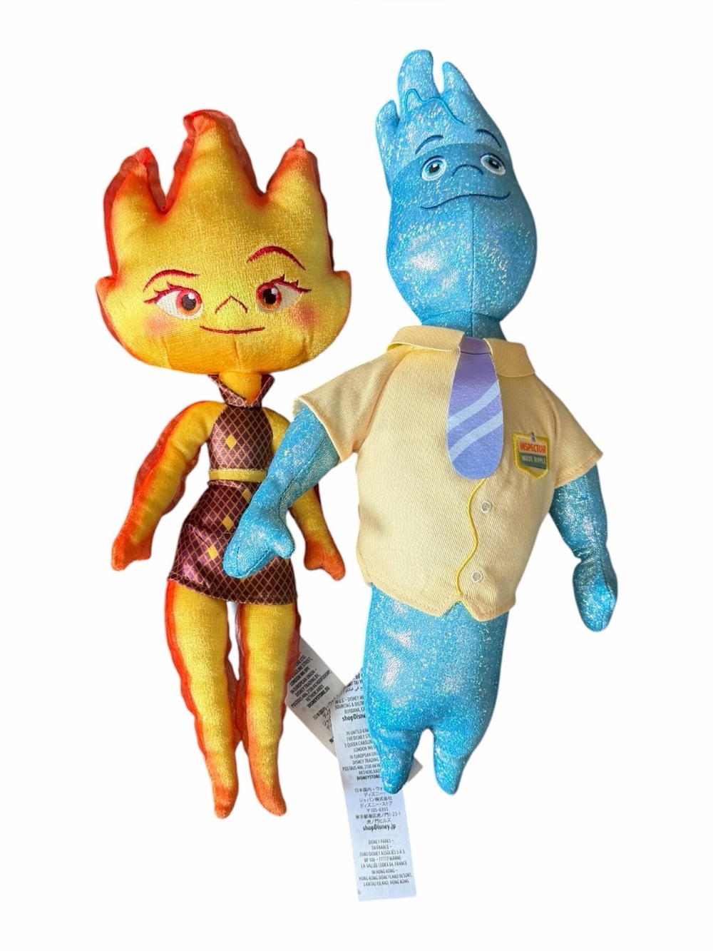 Disney Store Elemental Ember Lumen Wade Ripple 14” Plush Doll Set of 2 Pixar